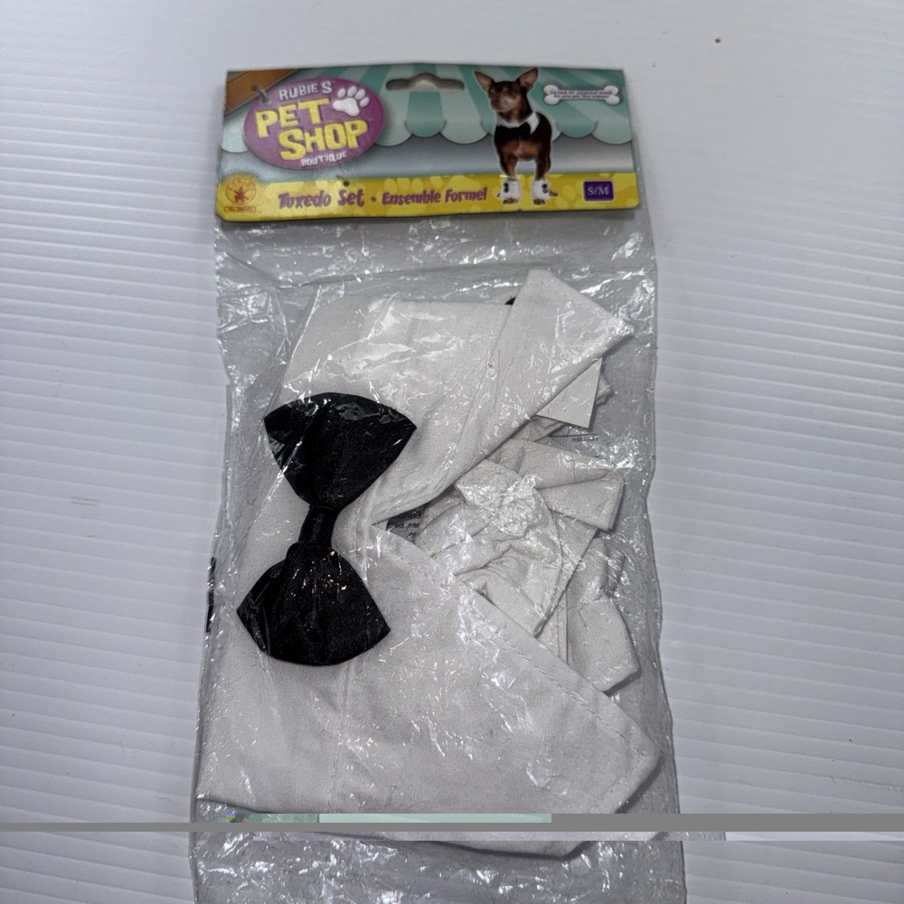 Rubie's Pet Shop Wedding Tuxedo Bowtie and Cuffs Pet Dog Cat Accessory Set S/M